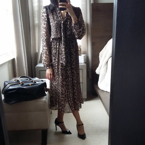 NWT Banana Republic Leopard Print Midi Dress - Picture 2 of 7